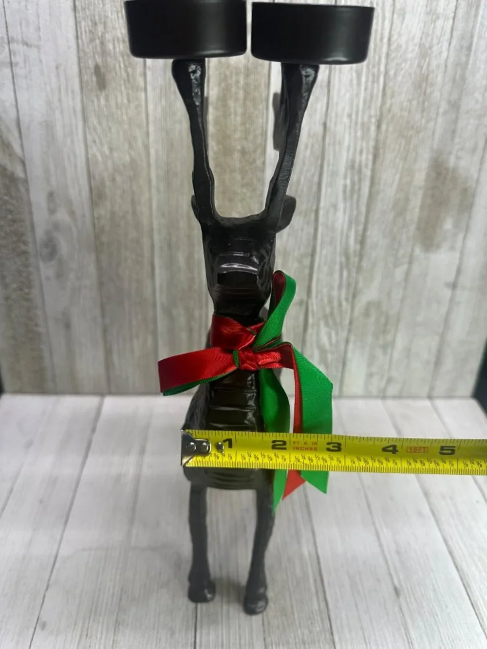 Vtg Christmas Metal Reindeer Votive Tealight Candle Holder Holiday 13.5
